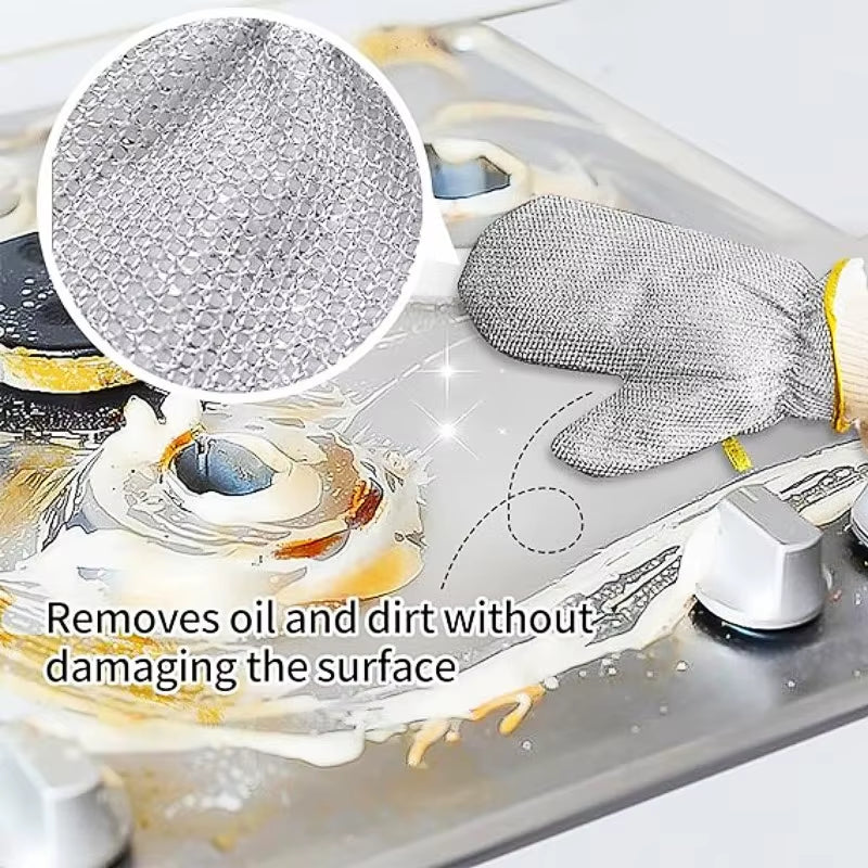 Multipurpose Wire Cleaning Cloths Non-Scratch Dishwashing Gloves Waterproof Pots Stove Top Cleaning Gloves Thicken Dishes Rags