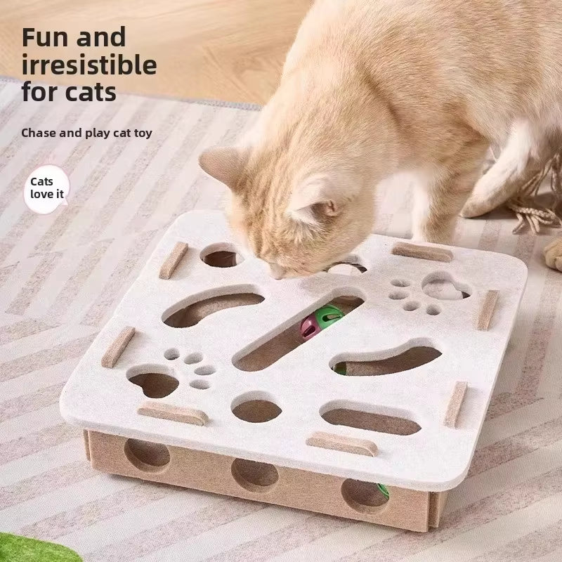 Cat Puzzle Toy Felt Puzzle Box Cat Exercise Toy with Ball Indoor Sports Entertainment Hunting Cat Toys for Indoor Cats
