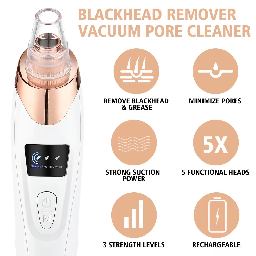 Blackhead Remover Vacuum Pore Adsorber Face Cleaner Electric Pimple Acne Black Head Removal Rechargeable Face Cleaning Tool