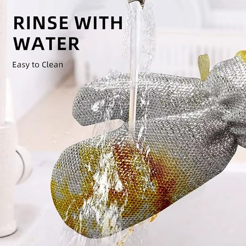 Multipurpose Wire Cleaning Cloths Non-Scratch Dishwashing Gloves Waterproof Pots Stove Top Cleaning Gloves Thicken Dishes Rags