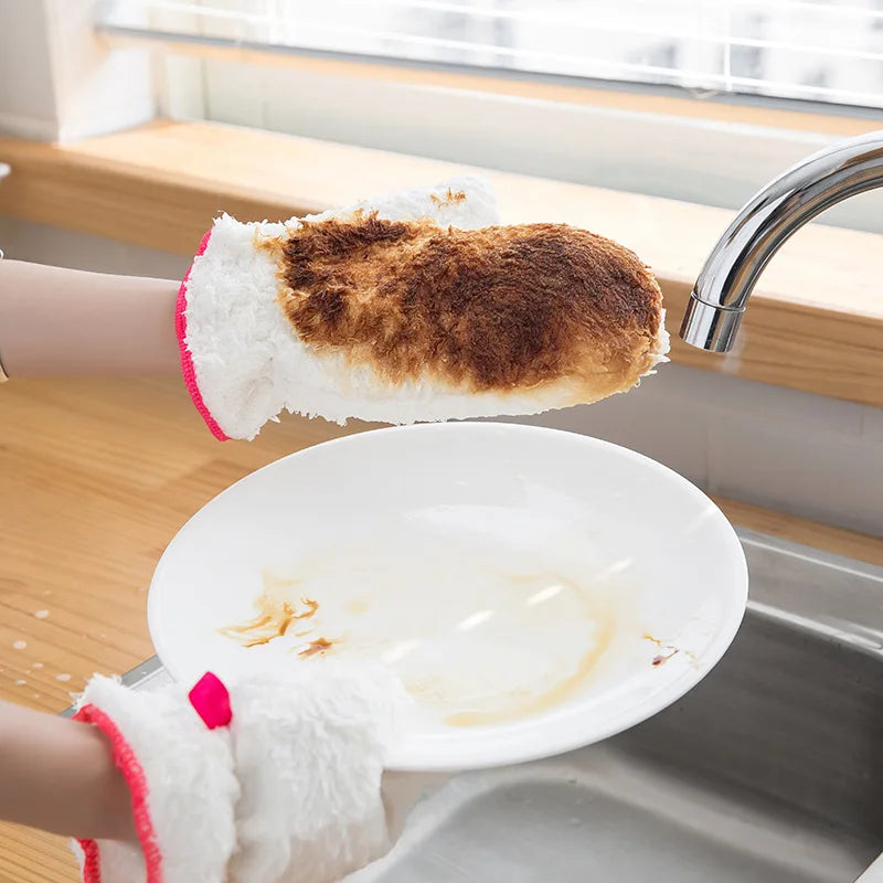 Multipurpose Wire Cleaning Cloths Non-Scratch Dishwashing Gloves Waterproof Pots Stove Top Cleaning Gloves Thicken Dishes Rags